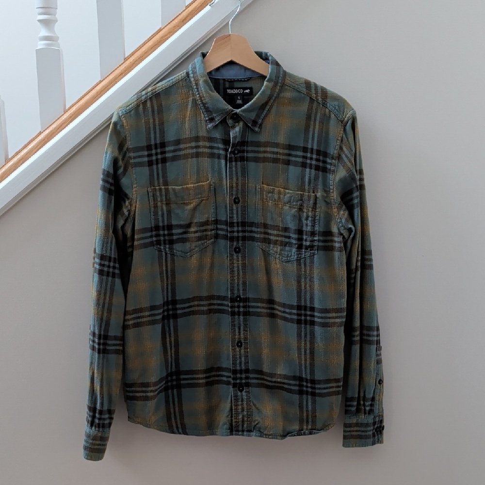 Toad&Co Men's Green and Black Plaid Shirt